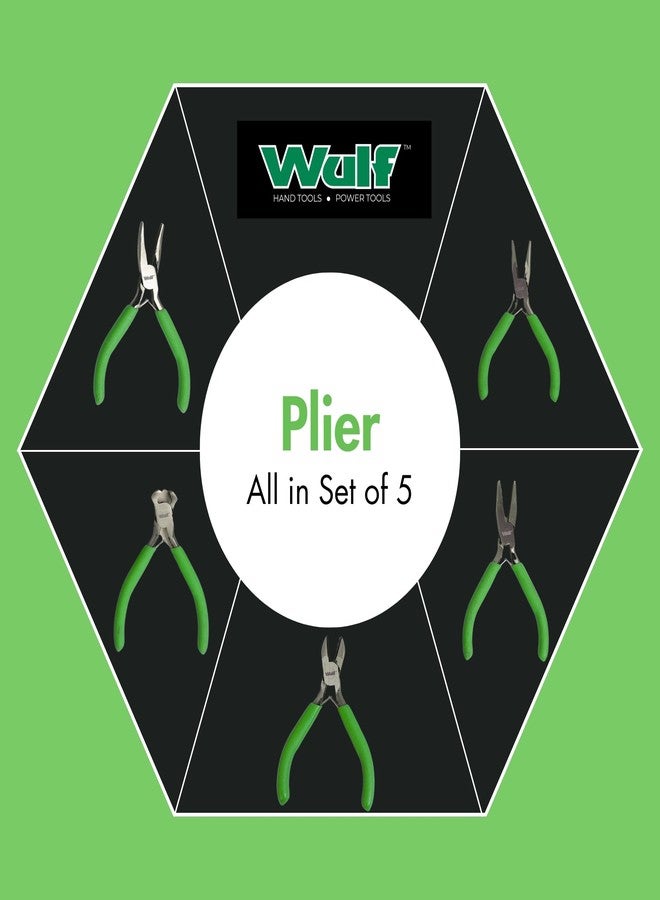 WULF 5 Pcs Pliers Set | Precision Hand Tools for Handcrafts, Model & Jewelry Making | Mini Pliers Kit with Comfort Grip Handles | Ideal for Cutting, Bending, Shaping & DIY Craft Projects - Image 2